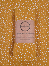 Load image into Gallery viewer, Mustard Dots Cotton Muslin Swaddle
