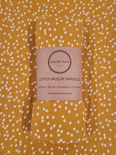 Mustard Dots Cotton Muslin Swaddle
