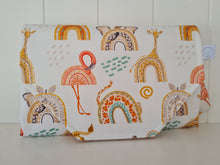 Load image into Gallery viewer, Boho Animal Rainbows Nappy Change Mat Clutch (Pre Order - Dispatches in 12 days)