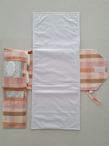 Ivory & Pink Gingham change mat clutch (Pre Order - Dispatches in 12 days)
