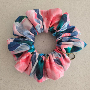 Abstract Floral Scrunchie Wristlet / Keychain