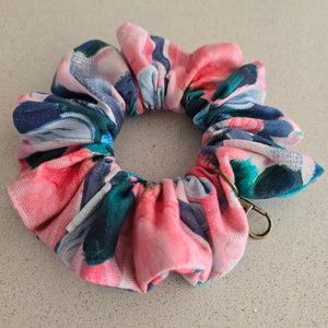 Abstract Floral Scrunchie Wristlet / Keychain