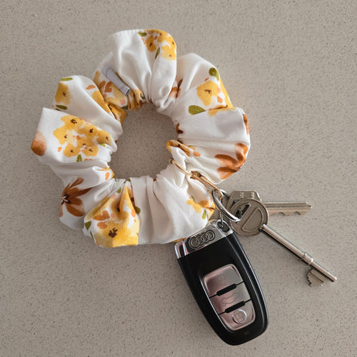 Mustard Flower Scrunchie Wristlet / Keychain