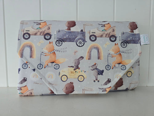 Vintage cars & Rainbows Nappy change mat clutch STANDARD