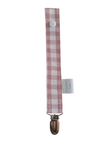 Pink Gingham Dummy Clip / Pacifier Clip