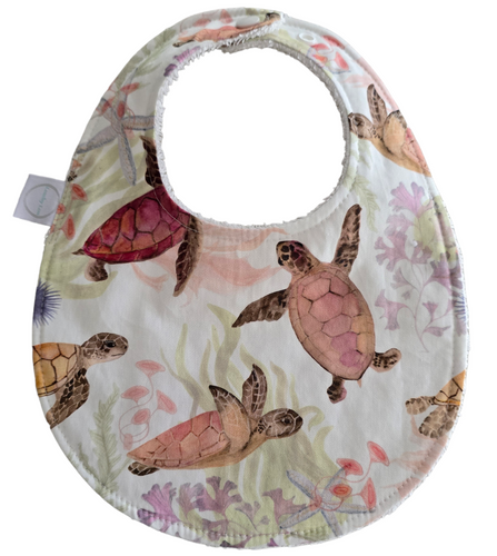 Pastel Turtle Oval Bib