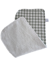Load image into Gallery viewer, Sage Gingham Burp Cloth