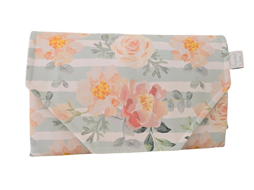 Floral Stripe Nappy change mat clutch DELUXE