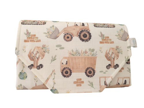 Pastel Construction Nappy change mat clutch DELUXE