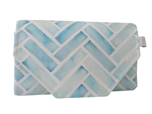 Watercolour Herringbone Nappy change mat clutch DELUXE