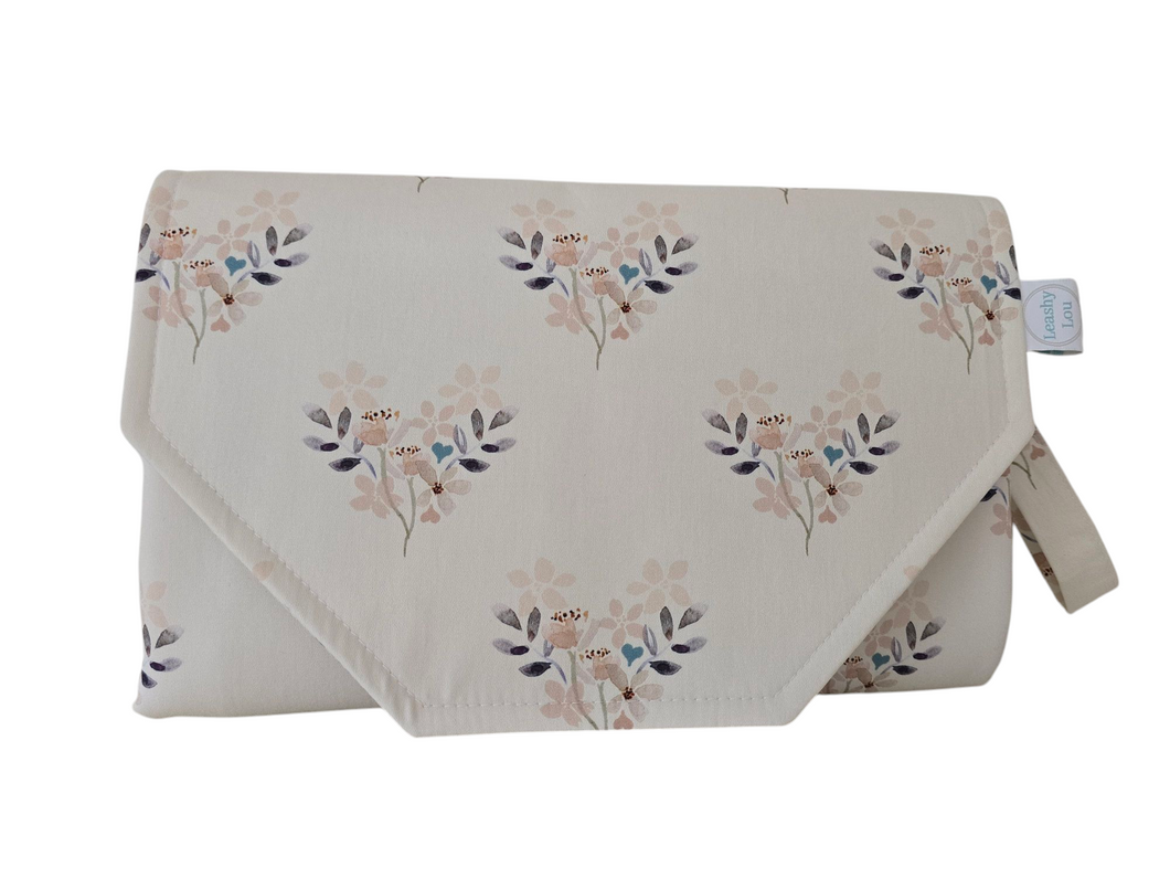 Floral Hearts Nappy change mat clutch DELUXE