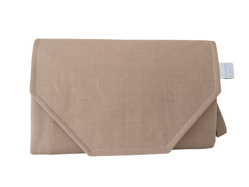 Taupe Linen Nappy change mat clutch DELUXE