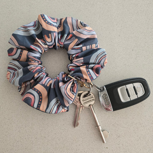 Midnight Rainbow Scrunchie Wristlet / Keychain