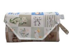 Load image into Gallery viewer, Aussie Animal Check Nappy change mat clutch DELUXE