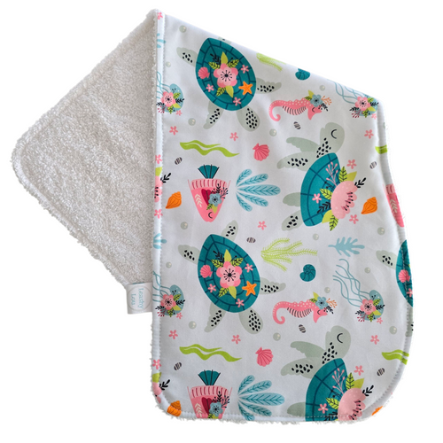 Floral Turtle Burp Cloth