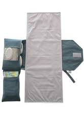 Load image into Gallery viewer, Duck Egg Linen Nappy change mat clutch DELUXE