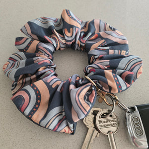 Midnight Rainbow Scrunchie Wristlet / Keychain