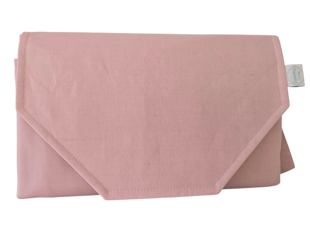 Dusky Pink Linen Nappy change mat clutch DELUXE