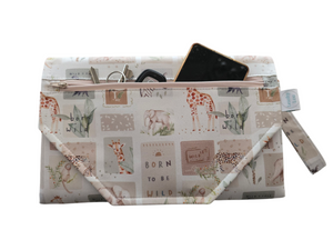 Born To Be Wild Nappy change mat clutch w/Zippered Pocket