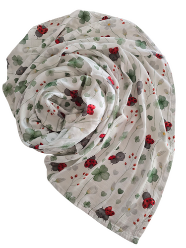 Ladybug Garden Bamboo Cotton Muslin Swaddle