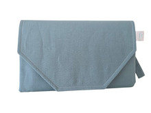 Load image into Gallery viewer, Duck Egg Linen Nappy change mat clutch DELUXE
