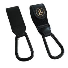Load image into Gallery viewer, Black Faux Leather Pram Hooks
