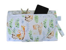 Load image into Gallery viewer, Jungle Friends Nappy change mat clutch w/Zippered Pocket