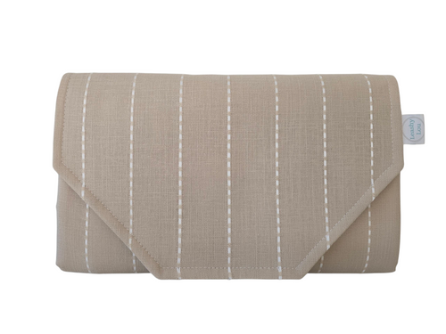Beige Stripe Nappy change mat clutch (Pre Order - Dispatches in 10-12 days)