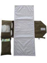 Load image into Gallery viewer, Olive Linen Nappy change mat clutch DELUXE