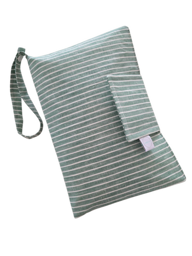 Sage Stripe Nappy Wallet