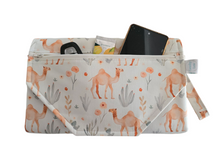 Load image into Gallery viewer, Floral Camel Nappy change mat clutch - STANDARD w/Zippered Pocket