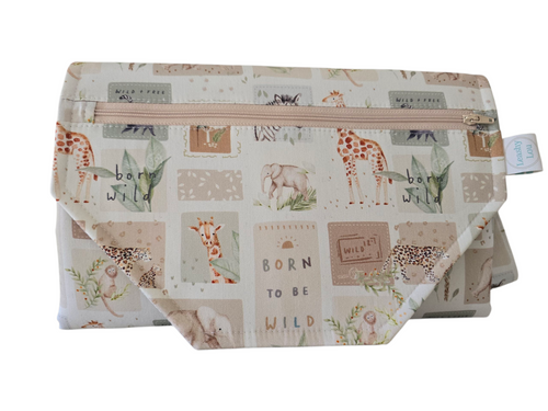 Born To Be Wild Nappy change mat clutch w/Zippered Pocket