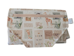 Born To Be Wild Nappy change mat clutch w/Zippered Pocket