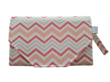 Load image into Gallery viewer, Pink Chevron Nappy change mat clutch DELUXE
