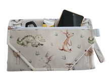 Load image into Gallery viewer, Aussie Animals Nappy change mat clutch - STANDARD w/Zippered Pocket