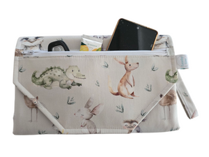 Aussie Animals Nappy change mat clutch - STANDARD w/Zippered Pocket