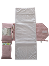 Load image into Gallery viewer, Dusky Pink Linen Nappy change mat clutch DELUXE