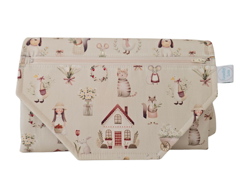 Cottage Nappy change mat clutch - STANDARD w/Zippered Pocket