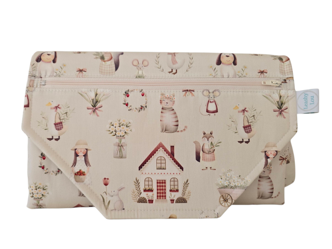 Cottage Nappy change mat clutch - STANDARD w/Zippered Pocket