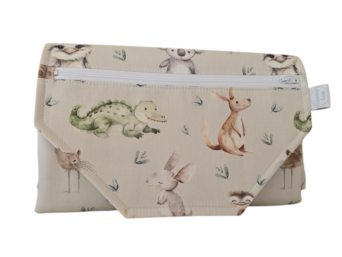 Aussie Animals Nappy change mat clutch - STANDARD w/Zippered Pocket