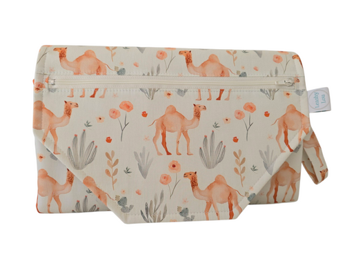 Floral Camel Nappy change mat clutch - STANDARD w/Zippered Pocket