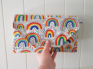 Rainbow Nappy change mat clutch, Nappy change clutch, nappy clutch