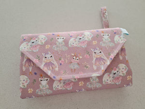 Dancing Animals, Elephant, cat, dear Nappy change mat clutch, nappy change clutch, nappy clutch