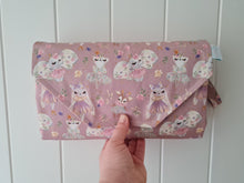 Load image into Gallery viewer, Dancing Animals, Elephant, cat, dear Nappy change mat clutch, nappy change clutch, nappy clutch