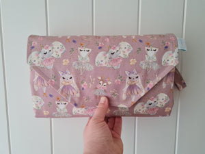 Dancing Animals, Elephant, cat, dear Nappy change mat clutch, nappy change clutch, nappy clutch