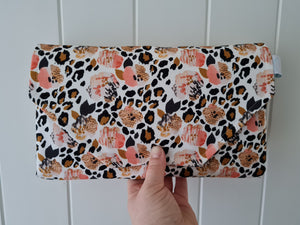 Cheetah Floral Nappy change mat clutch, nappy change clutch, nappy clutch