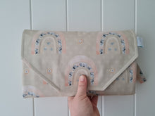 Load image into Gallery viewer, Floral Rainbow on Beige  Nappy change mat clutch STANDARD