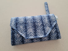Load image into Gallery viewer, Navy Herringbone Nappy change mat clutch (Pre Order - Dispatches 10-12 days)