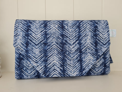 Navy Herringbone Nappy change mat clutch (Pre Order - Dispatches 10-12 days)