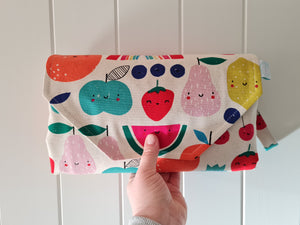 Fruity Face Nappy change mat clutch (Pre Order - Dispatches 10 - 12 days)